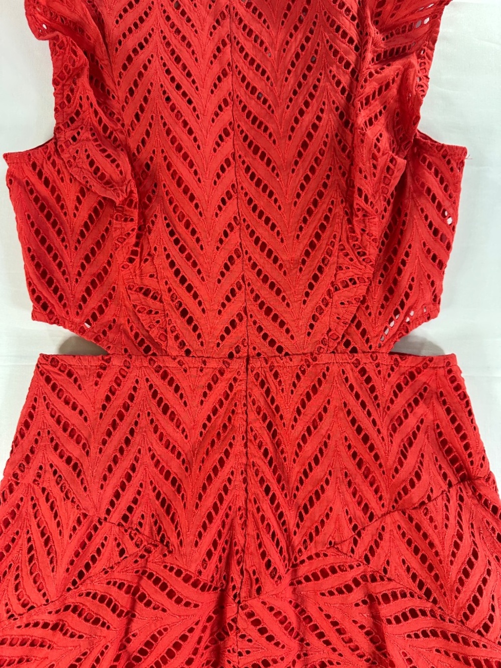 Bardot Red Eyelet Ruffle Cutout Fit & Flare Mini Dress US 6 - Picture 3 of 16
